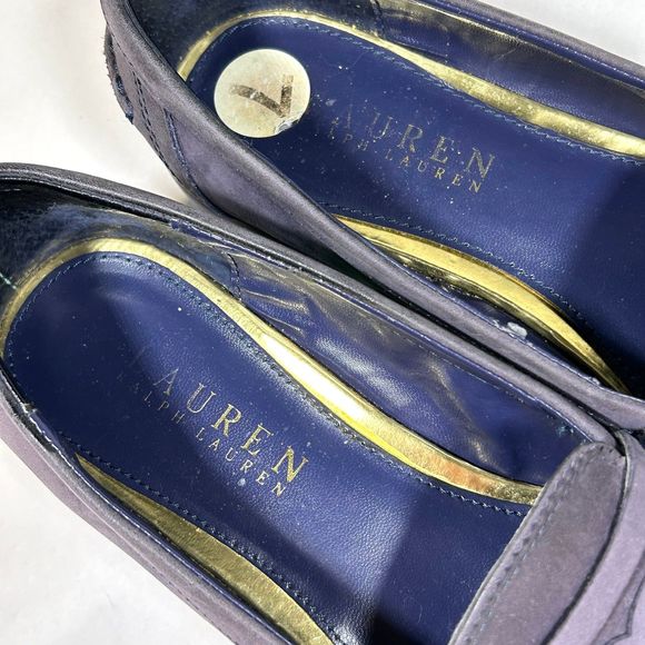 Lauren Ralph Lauren Suede Slip on Loafers Womens 7 Blue - Picture 5 of 9